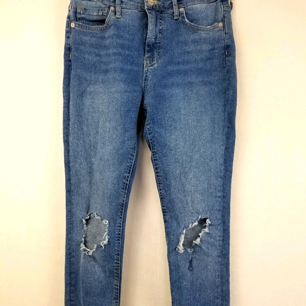 Free People Jeans Womens Size 27 Blue High Rise Busted Skinny Ankle